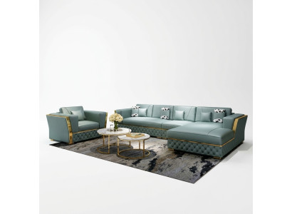 Wohnlandschaft Ecksofa L-Form Sessel Set Deko Garnitur Modern Sofa Leder