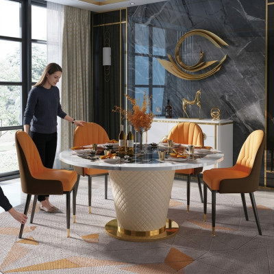 Designer Ess Zimmer Stuhl Set Tische Sessel 4x Stühle Tisch Garnitur