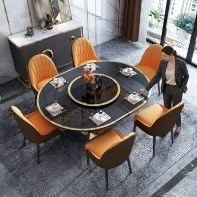 Designer Tisch Esszimmertisch Oval Glas Rund Tische Moderner Ausziehbarer