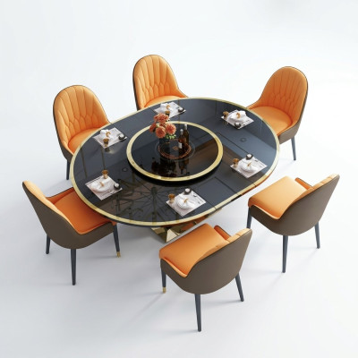 Designer Tisch Esszimmertisch Oval Glas Rund Tische Moderner Ausziehbarer