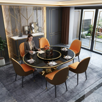 Design Ess Zimmer Stuhl Set Metall Tische Sessel 6x Stühle + Tisch Garnitur