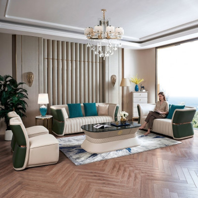 Komplett Set Sofagarnitur 3+2+1+1 Sitzer Design Sofa Couch Wohnlandschaft
