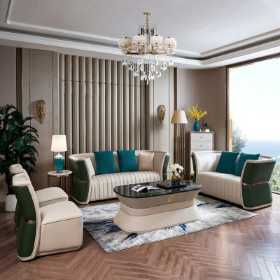 Komplett Set Sofagarnitur 3+2+1+1 Sitzer Design Sofa Couch Wohnlandschaft
