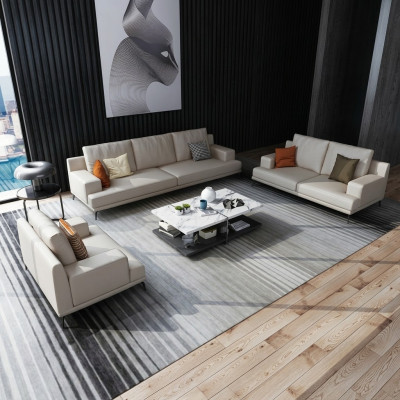Moderne Weiße Ledergarnitur 3+2 Sitzer Wohnzimmer Exklusive Couchen 2tlg.