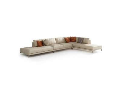 Wohnlandschaft L-Form Ecksofa Couch Design Polster Leder Garnitur Sofa