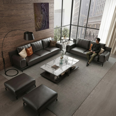 Italienische Luxus Möbel Sofagarnitur 3+2 + Hocker Möbel Couch Sofa 3tlg.