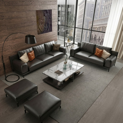 Italienische Luxus Möbel Sofagarnitur 3+2 + Hocker Möbel Couch Sofa 3tlg.