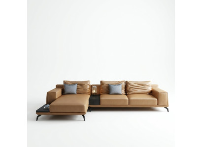 Wohnlandschaft L-Form Ecksofa Couch Design Leder Polster Garnitur Sofa