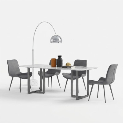 Design Esszimmer Gruppe Tisch + 4 Stühle Sitz Polster Deko Garnitur Tische