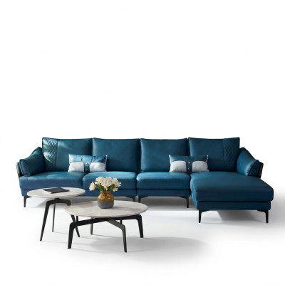 Wohnlandschaft Ecksofa L-Form Sessel Set Garnitur Modern Sofa Blau