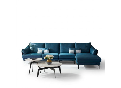 Wohnlandschaft Ecksofa L-Form Sessel Set Garnitur Modern Sofa Blau