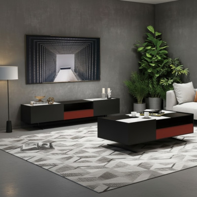 Italienische Designer Möbel 3tlg. Set Kommode + Couchtisch + RTV