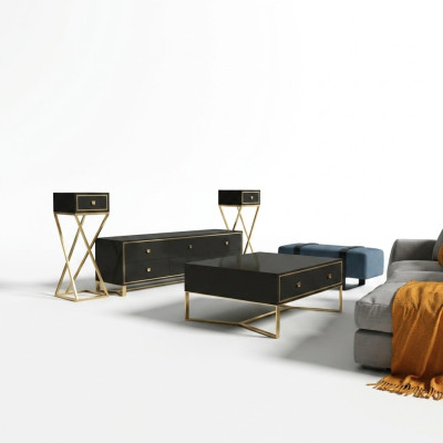 Italienische Designer Möbel 2tlg. Set Kommode + Couchtisch Hochglanzl