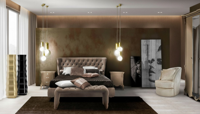 Luxus Schlafzimmer Set 4tlg. Bett + 2x Nachttisch + Hocker Moderne Design Betten Massivholz