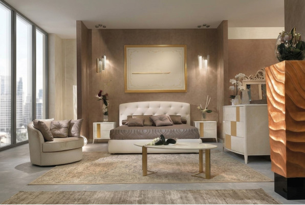 Talienische Stil Möbel 4tlg. Set Bett + 2x Nachttisch + Kommode Schlafzimmer
