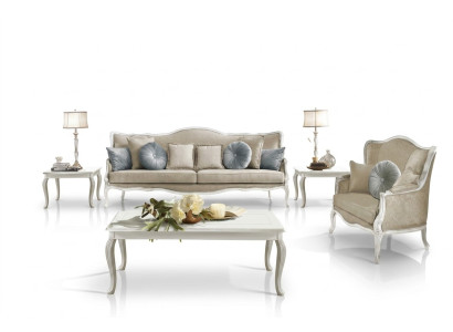 Italienische Möbel 3 Sitzer Klassische Barock Rokoko Sofa Textil Stoff Couch Neu