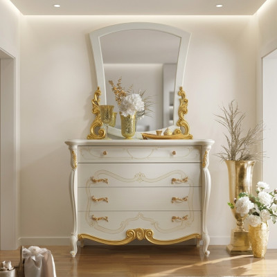 Elegante Stil Möbel Schlafzimmer Schrank Kommode Klassische Anrichte mit Spiegel