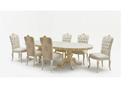 Italienische Möbel Massivholz Esszimmer 6x Stühle Lehn Stuhl Gruppe Garnitur