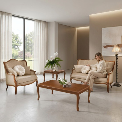 Sofagarnitur 3+2 Sitzer Set Design Sofa Polster Couchen Couch Klassisch 2 tlg. Massivholz