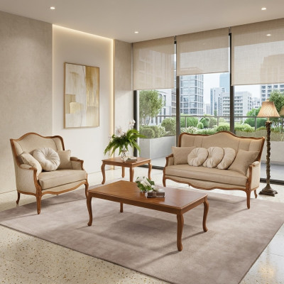 Sofagarnitur 3+2 Sitzer Set Design Sofa Polster Couchen Couch Klassisch 2 tlg. Massivholz