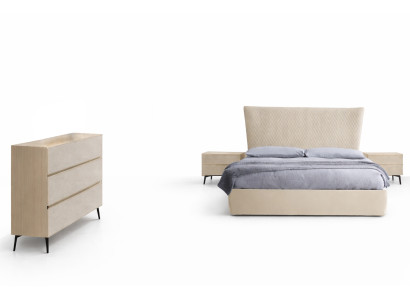 Schlafzimmer 3 tlg. Set Bett 2x Nachttisch Konsole Betten Hotel Doppel Polster