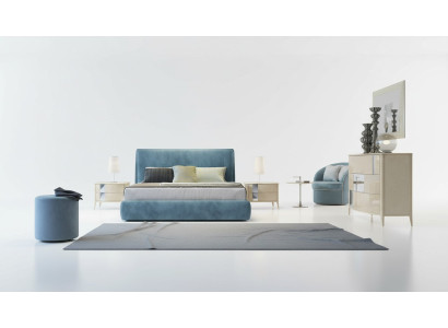 3 tlg. Schlafzimmer Set Bett 2x Nachttisch Konsole Polster Doppel Betten Hotel