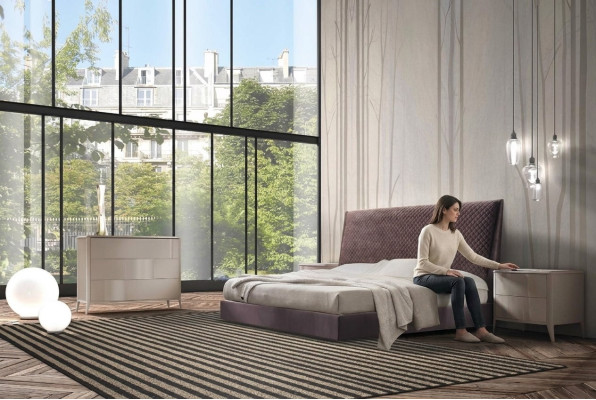 Designer Bett 2x Nachttische Kommode 4tlg. Set Schlafzimmer Italienische Möbel