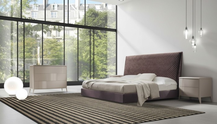 Designer Bett 2x Nachttische Kommode 4tlg. Set Schlafzimmer Italienische Möbel