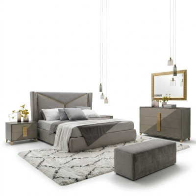 Schlafzimmer Bett 2x Nachttisch  Betten 3tlg. Set Polster Italienische Möbel neu