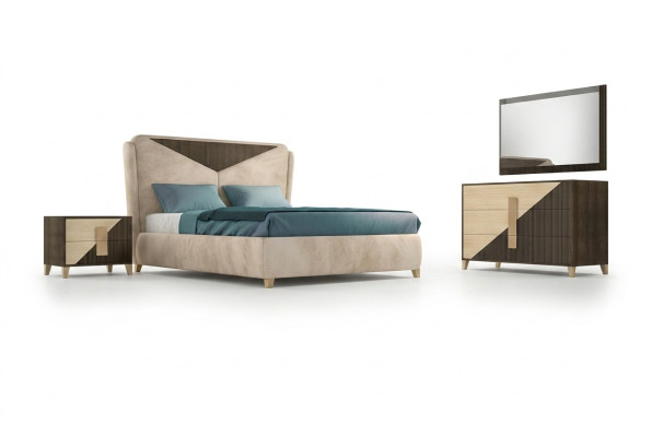 Schlafzimmer 3 tlg. Set Bett 2x Betten Nachttisch Konsole Doppel Hotel