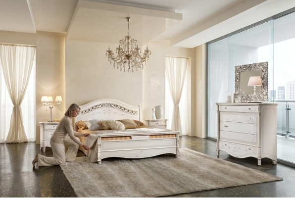 Schlafzimmer 3 tlg. Set Bett 2x Nachttisch Betten Doppel Hotel Polster Massivholz