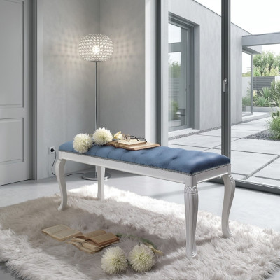Chesterfield Sitz Polster Bank Polster Sitz Hocker Textil Stoff Holz Stil Design