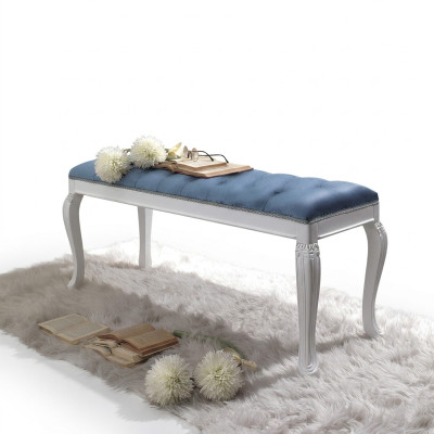 Chesterfield Sitz Polster Bank Polster Sitz Hocker Textil Stoff Holz Stil Design