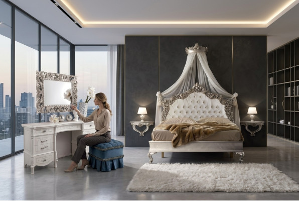 Luxus Chesterfield Betten Königliches Bett Palast Hotel Doppelbett Italien