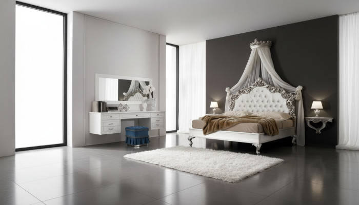Schlafzimmer Komplett Set Königliches Barock Bett Schminktisch Nachttisch 6 tlg.