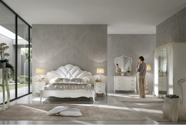Schlafzimmer Set Barock Bett Nachttisch Kommode Bett Möbel 6tlg. Massivholz