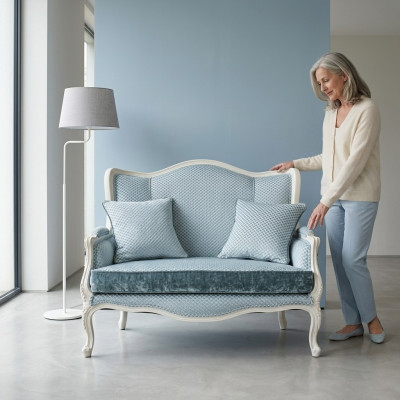 Couch Textil Stoff Sofa Edles Design Designer 2 Sitzer Möbel Klassische Möbel