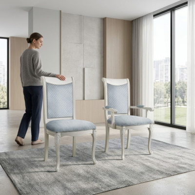 Wohnzimmer Stuhl Design Esszimmer Holz Stühle Polster mit Armlehne Barock Rokoko