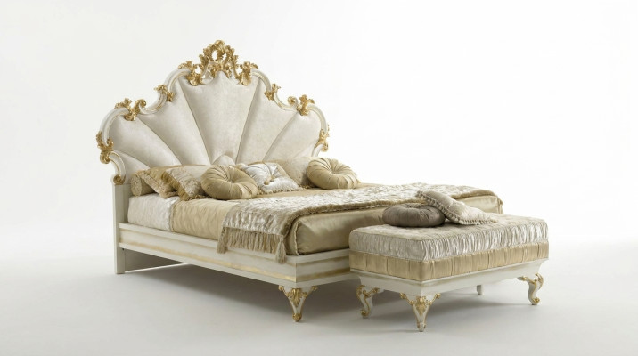 Klassisches Bett Barock Rokoko Hotel Betten Polsterbett Doppelbett Italien Möbel