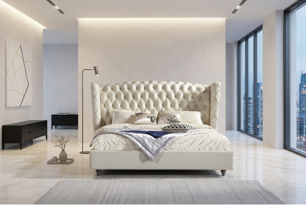 Luxus Designer Bett Chesterfield Lederbett Polsterbett Schlafzimmer Ehe