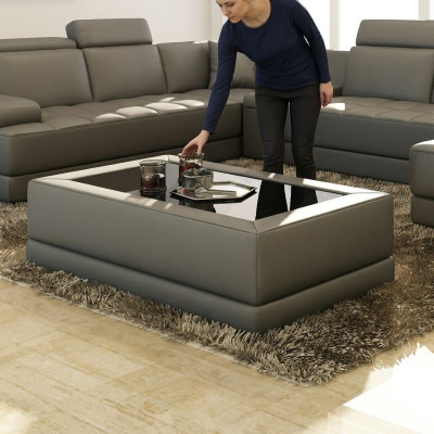 Sofatisch Glas Design Kaffee Tisch Wonzimmer Leder Couch Dekor Beistell