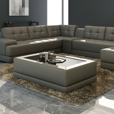 Sofatisch Glas Design Kaffee Tisch Wonzimmer Leder Couch Dekor Beistell