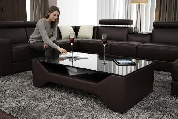 Klassischer Luxus Designer Couchtisch Dekor Sofa Wohnzimmer Tisch Leder