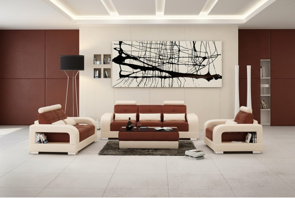 Moderne Ledersofa Couch Sofagarnitur 3+2+1 Garnituren Design Sofa xlmoebel