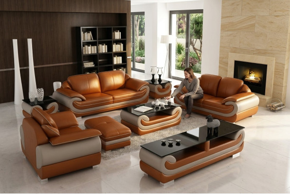 Ledersofa Couch Wohnlandschaft 3+2 Sitzer Garnitur Design Modern Sofa xlmoebel.de