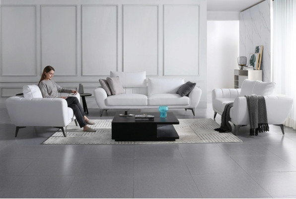 Ledergarnitur Komplett Set - Edle Designer Couchen Wohnzimmer Sitzmöbel