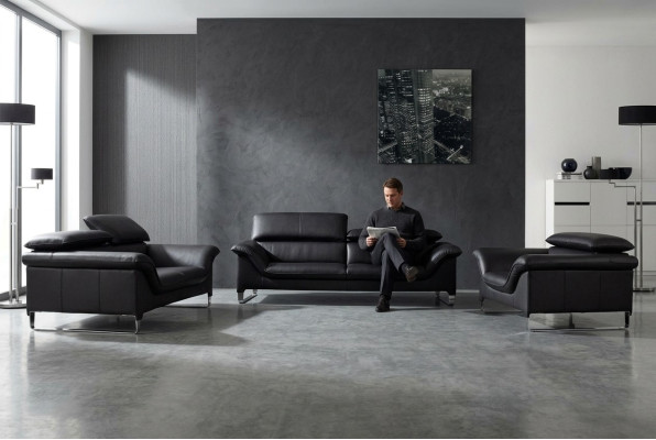 Ledersofa Couch Wohnlandschaft 3+2 Sitzer Garnitur Design Modern Deko Sofa