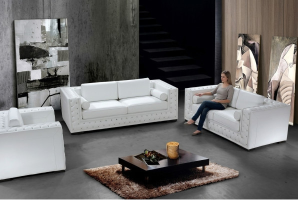 Sofagarnitur 3+1+1 Sitzer Set Design Sofas Polster Couchen Leder Chesterfield