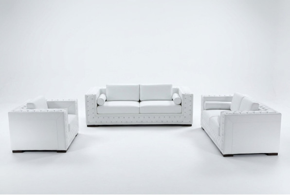 Sofagarnitur 3+1+1 Sitzer Set Design Sofas Polster Couchen Leder Chesterfield