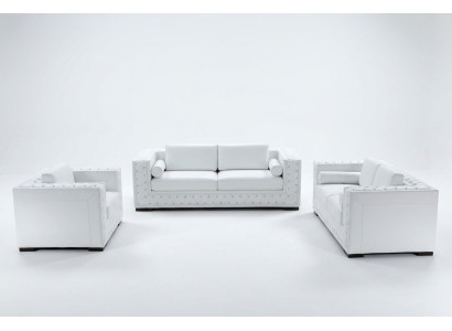 Sofagarnitur 3+1+1 Sitzer Set Design Sofas Polster Couchen Leder Chesterfield